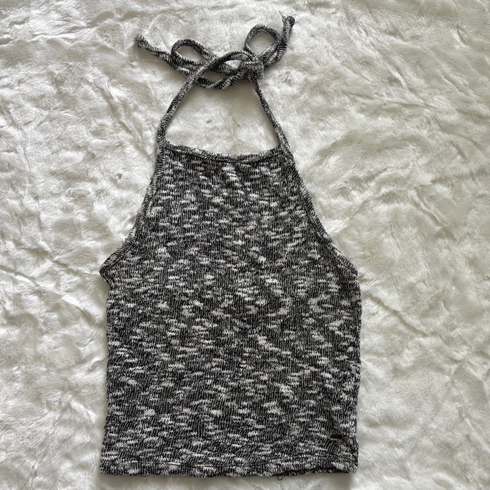 American Eagle Outfitters Black and White Tie Halter Top
